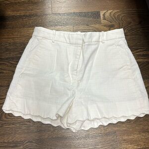 Scalloped Hem White Shorts, J Crew